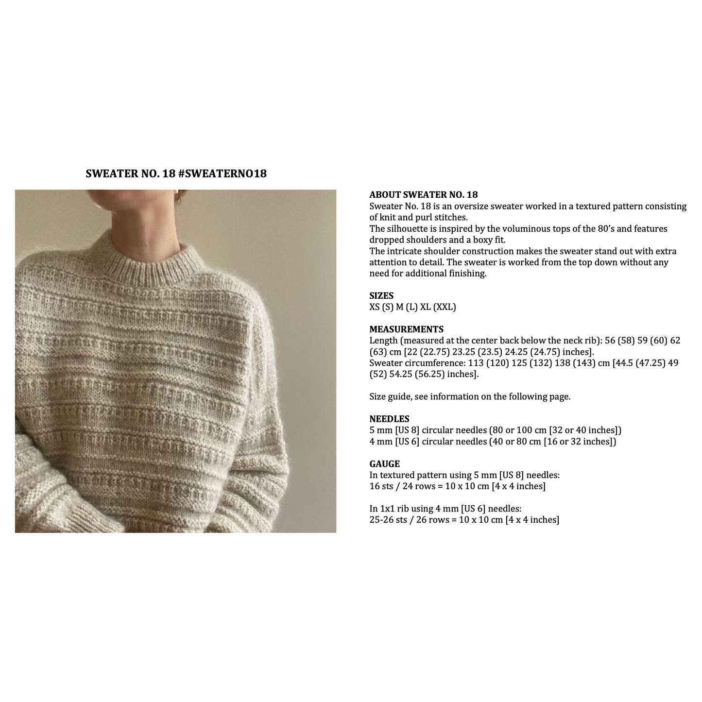 Sweater no. 18 - size M, L and XL